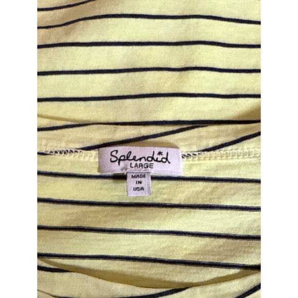 Splendid Women's Ruffle Sleeve Crewneck Striped Pullover T-Shirt Size L Yellow - Picture 8 of 9